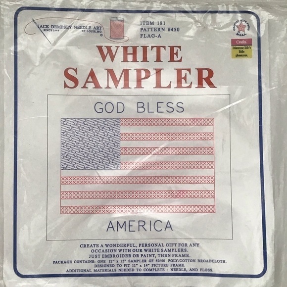 Jack Dempsey Other - God Bless America American Flag USA Jack Dempsey Cross Stitch Kit 12x15” NEW